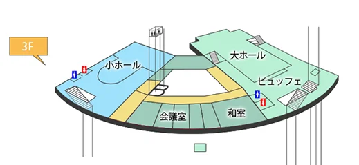 森のホール21の3階のフロアマップ