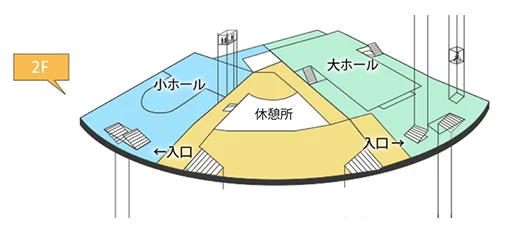 森のホール21の2階のフロアマップ