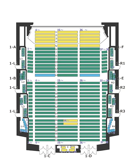 森のホール21　大ホール1階の座席表