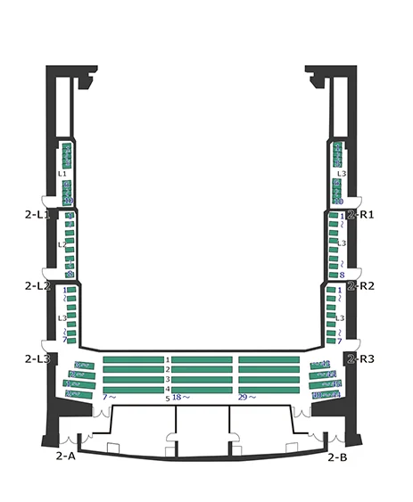 森のホール21　大ホール2階の座席表