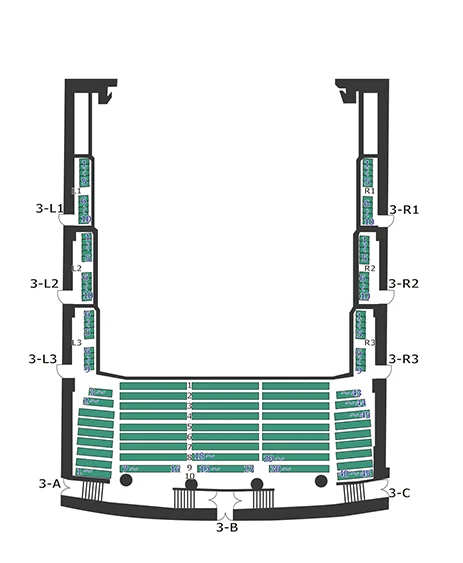 森のホール21　大ホール3階の座席表